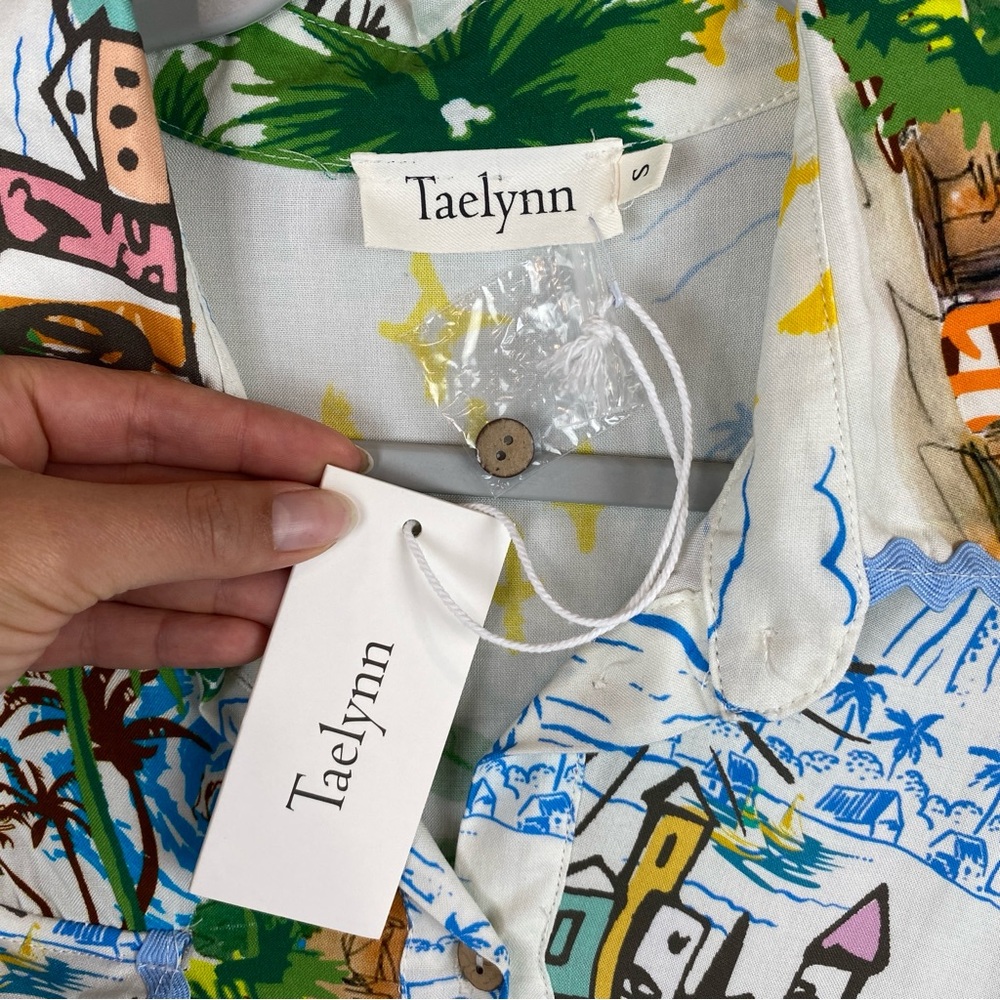 NWT Taelynn Vacay Whimsical Destination Maxi Shirt fit & flare Dress Small - Picture 10 of 11